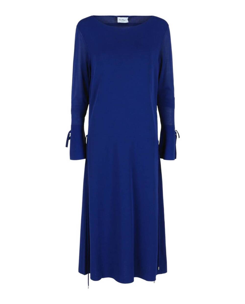 NEW SALVATORE FERRAGAMO women's long-sleeved midi dress in blue